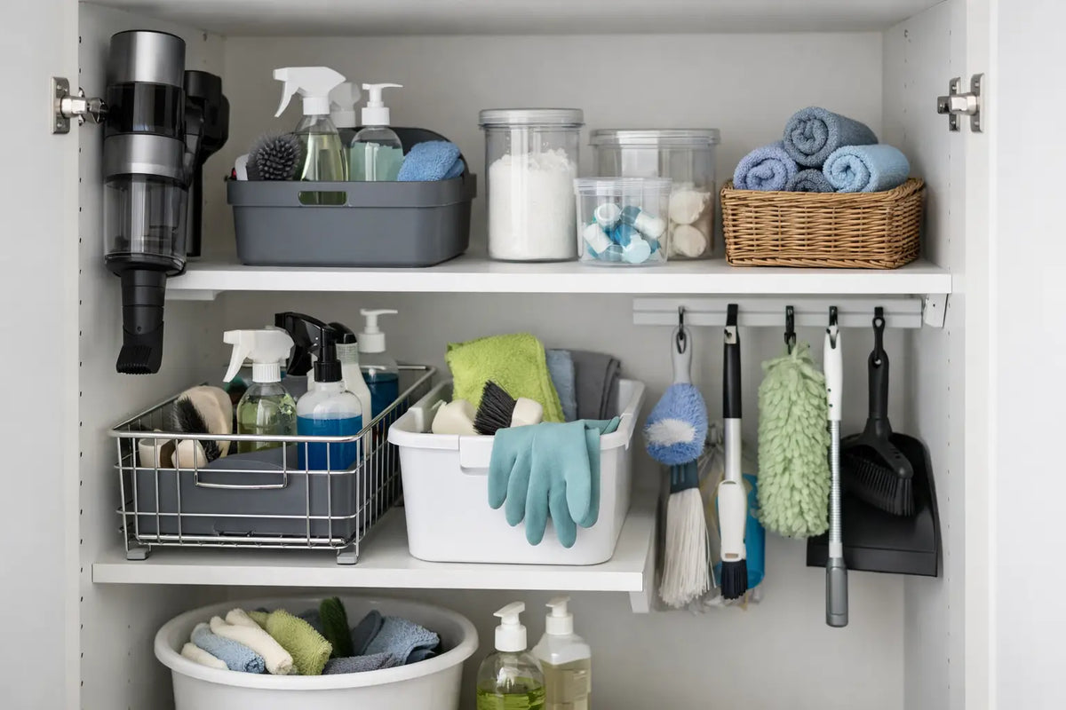 Schoonmaakspullen slim opbergen in de kast