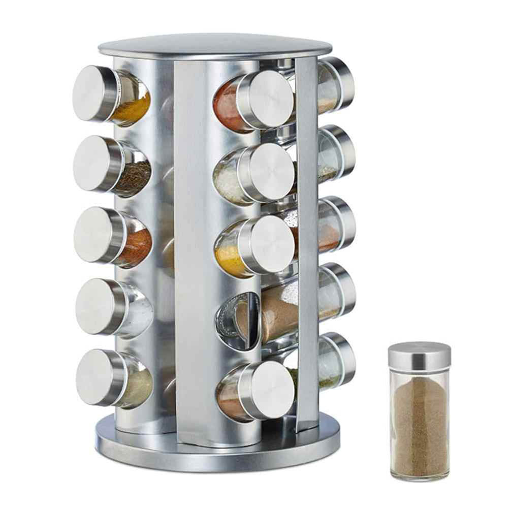 Draaibaar SpiceGrid kruidenrek met 20 kruidenpotjes voor op het aanrecht